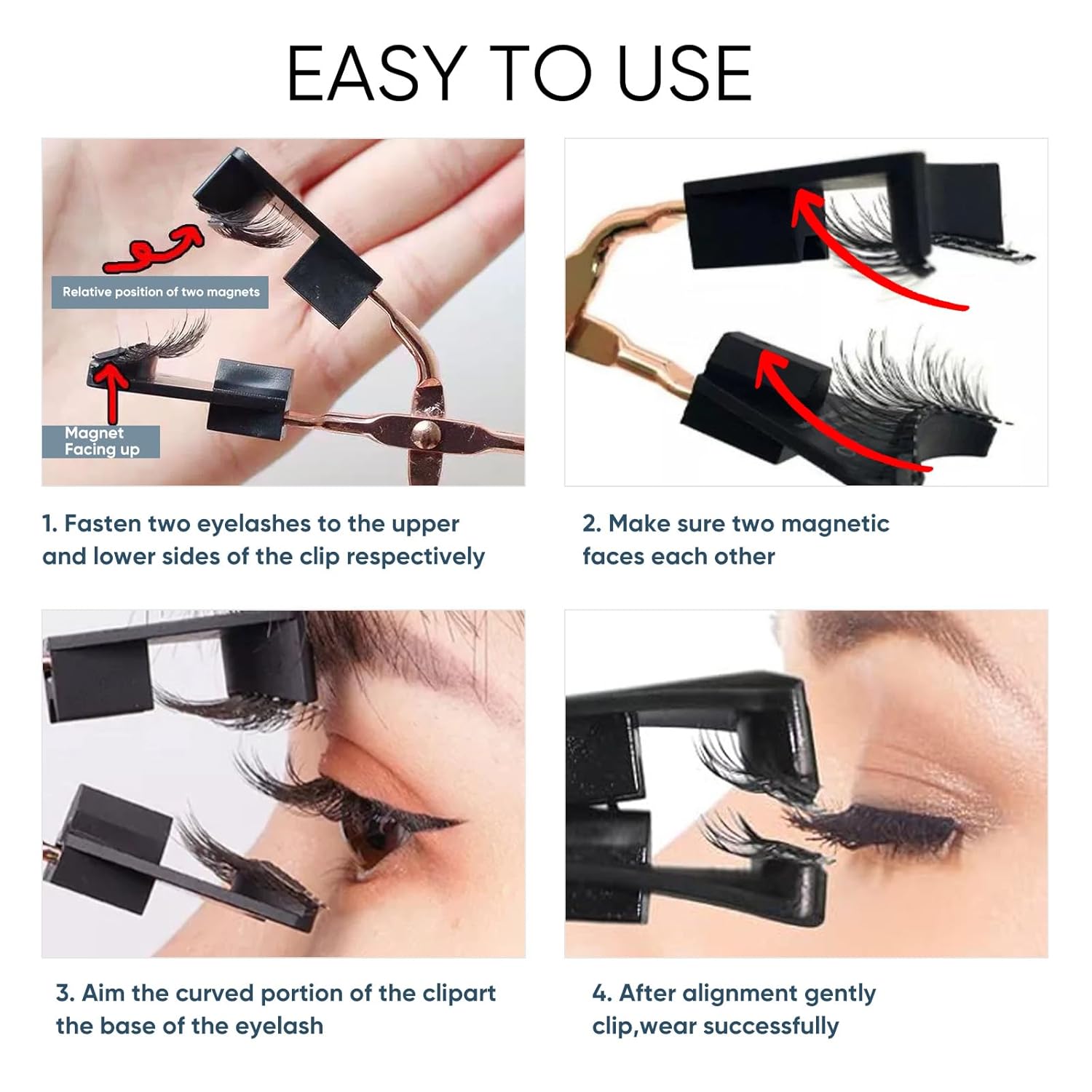 Magnetic Eyelashes, Effectively Natural Look False Lashes without Eyeliner, Light Weight & Waterproof Magnetic Eyelashes No Glue-Black