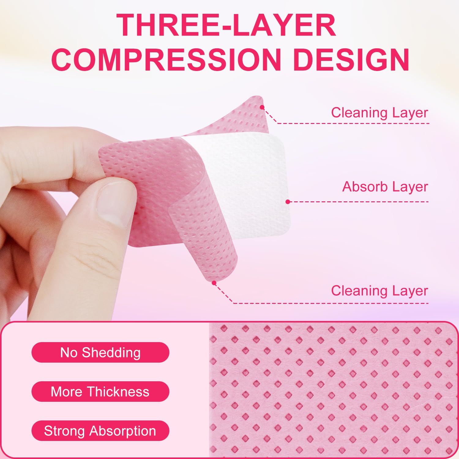 NXJ INFILILA 1080PCS Lint Free Nail Wipes Kit, Pink Gel Nail Polish Remover Set with 1PCS Acetone Pump Dispenser Bottle 200ml(6.8oz) for Professional Soak Off Gel Polish Remover