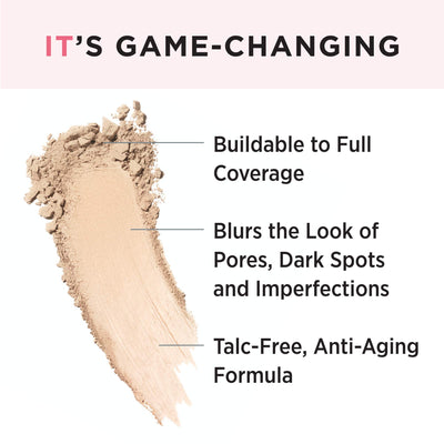 IT Cosmetics CC+ Airbrush Perfecting Powder Foundation (Light) - Sheer to Full Coverage Pressed Powder, Blurring Pores & Dark Spots, Anti-Aging Face Makeup, Collagen & Niacinamide - 0.33 oz