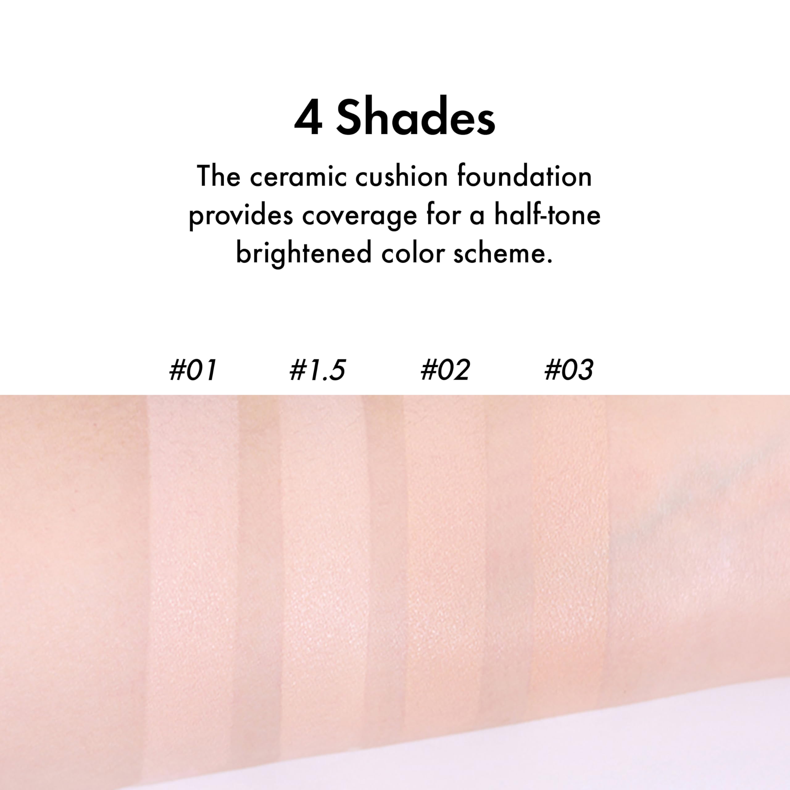 AMUSE SEOUL Ceramic Skin Perfector Cushion Foundation (01 PORCELAIN) - Flawless Coverage, Semi Matte Glow, Long Lasting, Lightweight Satin Finish, Vegan, Korean Beauty Makeup (15g / 0.52oz.)