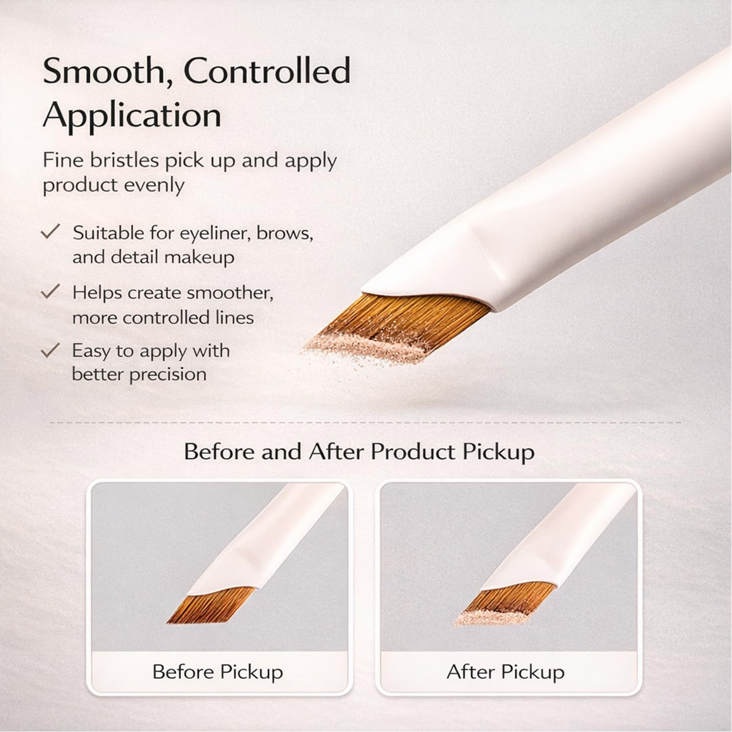 2 Pack Blade Eyeliner Brush Set, Ultra Thin Precision Angled Eyebrow Brushes with Synthetic Nylon Bristles,White