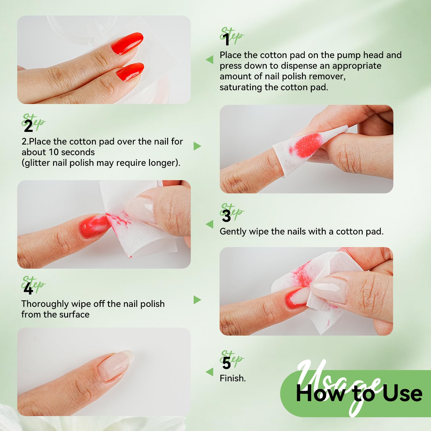 JODSONE Nail Polish Remover, 6.09 Fl.Oz Jasmine Scent Non-Acetone Nail Polish Remover,Gentle & Nail-friendly with Vitamin E & Aloe,Push-down Pump,Easy Daily Removal for Regular Nail Polish