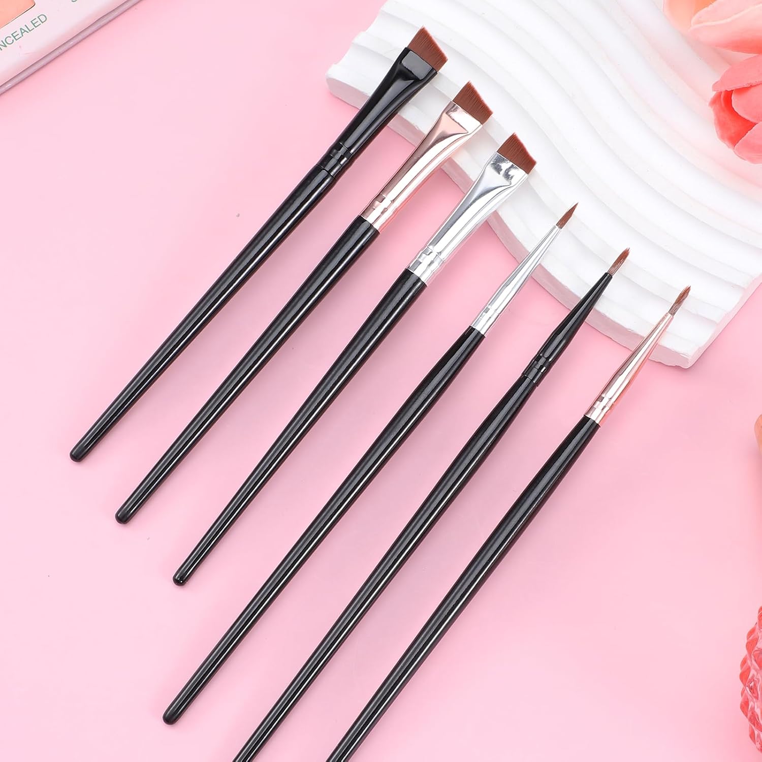 6 Pack Eye Liner Brushes Makeup Fine Point Eyeliner Brush Fine Angled Eyeliners Brush Portable Eye Gel Foundation Brushes Water Activated Graphic Cosmetic Liner Wands for Women