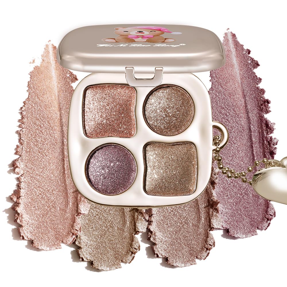 Multi-Finish Eyeshadow Palette, Matte Shimmer Metallic Eye Brightening Palette with Silky Smooth Powder, Fine Shimmer Duochrome Sparkle, Long-Lasting Blendable Shadows for Aegyo-Sal Highlight-2#