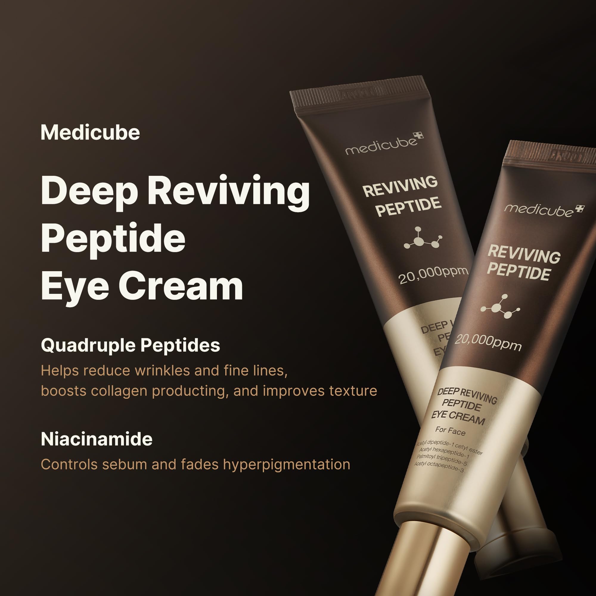 medicube Eye Serum with Deep Reviving Peptide | Eye Treatment Serum with Multi Peptides, Niacinamide & Squalane | Reduces Signs of Aging and FIne Lines | Korean Skincare, 1.01 fl.oz