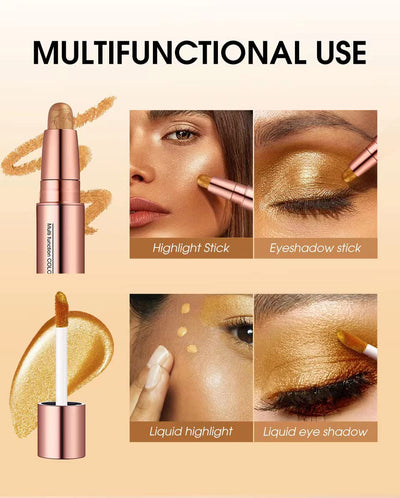 2-in-1 Cream Eyeshadow Stick 6 Colors Metallic Shimmer Eye Shadow Sticks & Highlighter Makeup Liquid Eye Shadow Pencil for Eyes (Pack of 6)