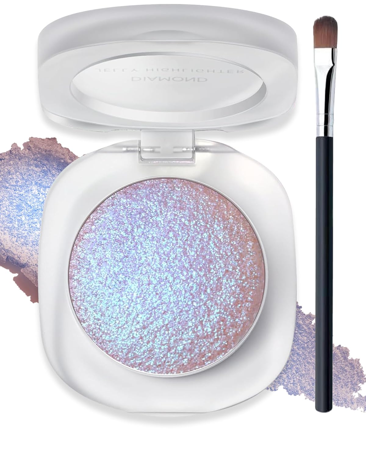 Glitter Holographic Eyeshadow Palette Multichrome Chameleon Face Highlighter, Sparkling Cream Color Shifting Single Eye Shadow Long Lasting Shimmer Inner Corner Eye Brightener Pink Mermaid Makeup-02