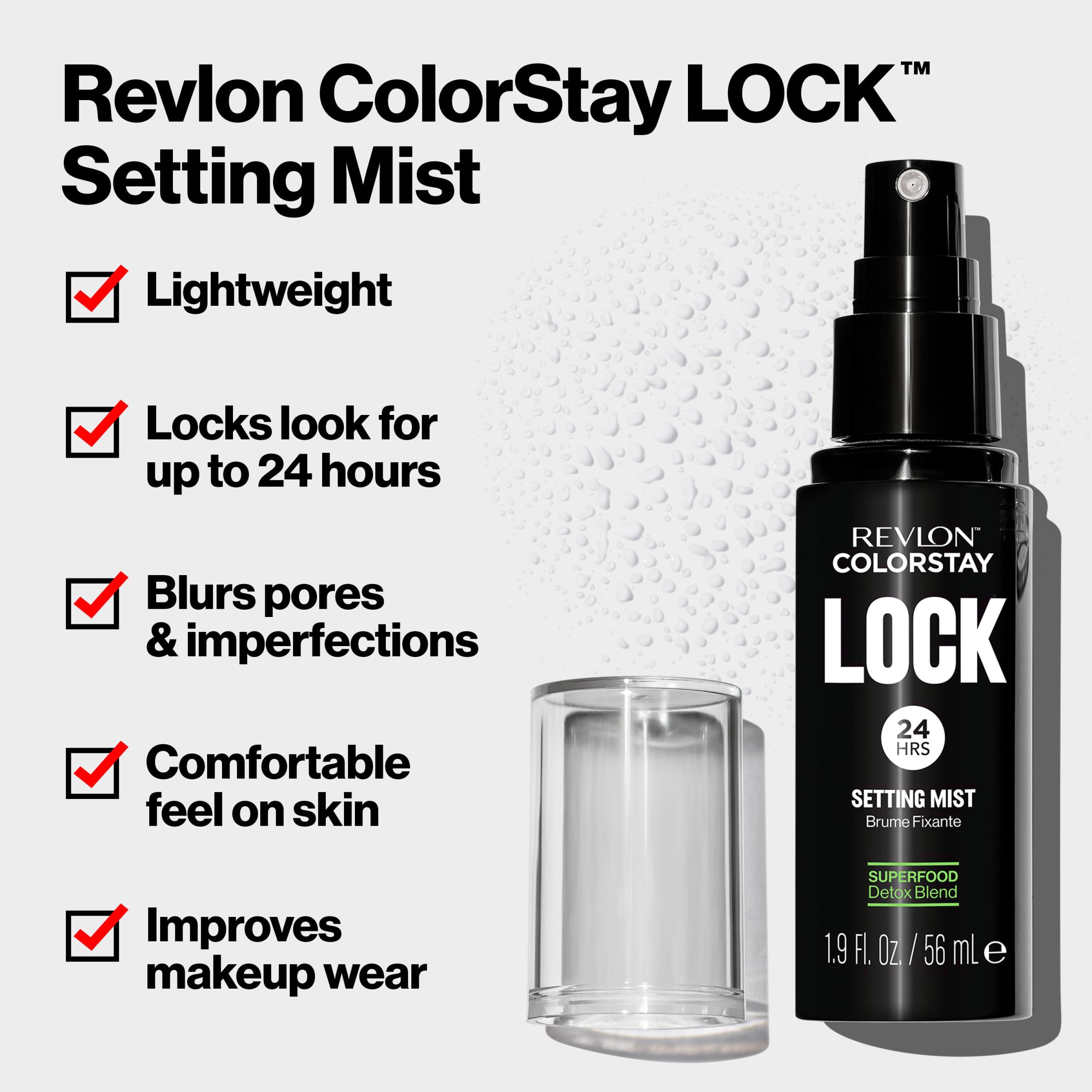 Revlon Colorstay 24 Hr Lock Setting Mist, Keeps Face Makeup from Melting & Fading, Mattifying, Blurring & Oil Absorbing Spray, Transfer-Proof & Mask Friendly, 1.9 fl oz