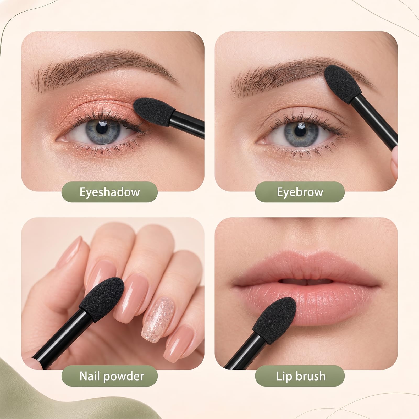 50Pcs Eyeshadow Applicators Sponge Eye Shadow Applicator Sticks Eyeshadow Sponge Tip Eye Shadow Brushes Travel Portable Mini Eyes Makeup Applicators for Women, Single Head, Black