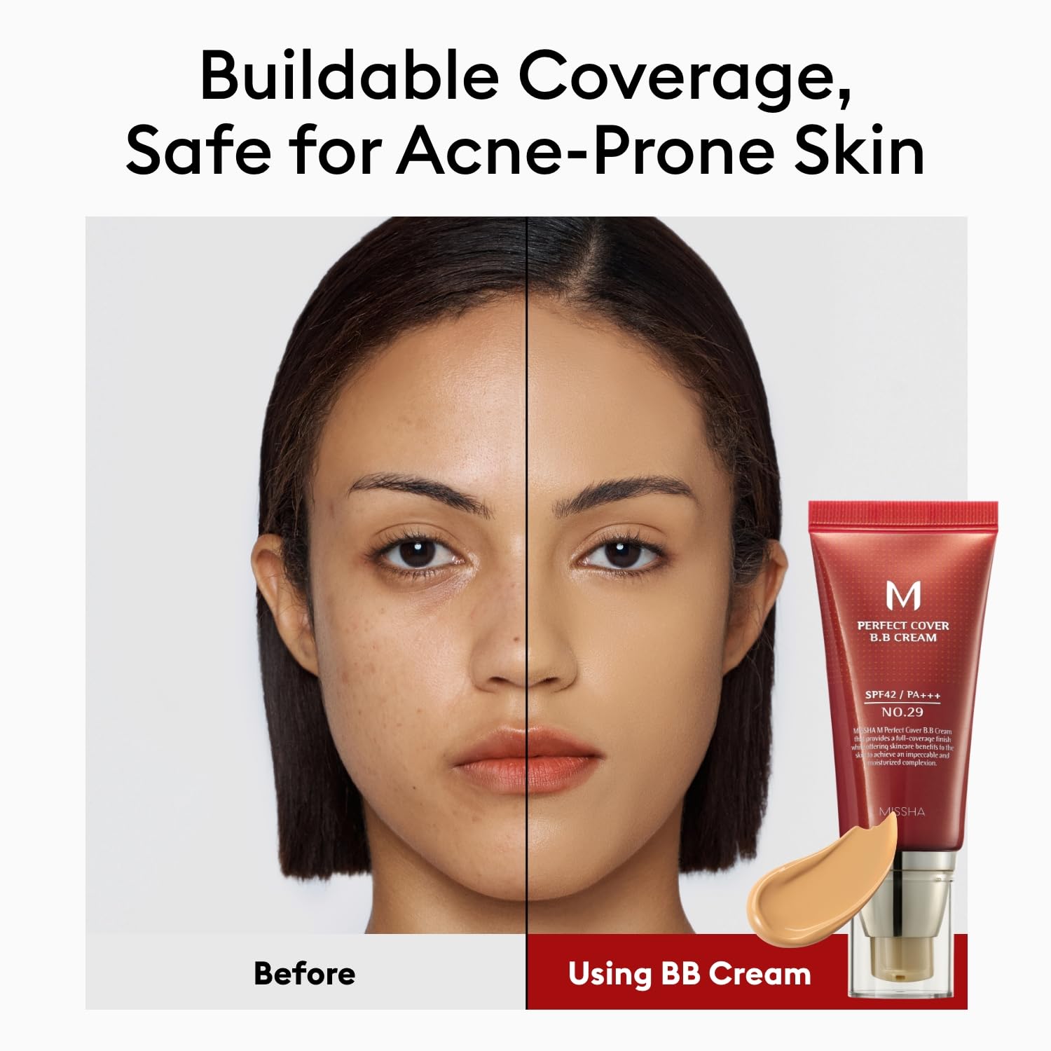 MISSHA M Perfect Cover BB Cream No.29 Caramel Beige - Medium/Tan with Warm Undertone SPF 42 PA+++ 1.69 Fl Oz - Tinted Moisturizer for face with SPF