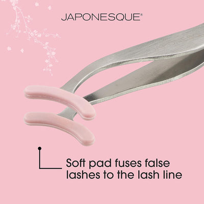 JAPONESQUE False Lash Applicator Tweezers - Lash Pad Cushioned Safety Tweezers - Dual Ended Lash Applicator Tool With Built In Stainless Steel Lash Comb