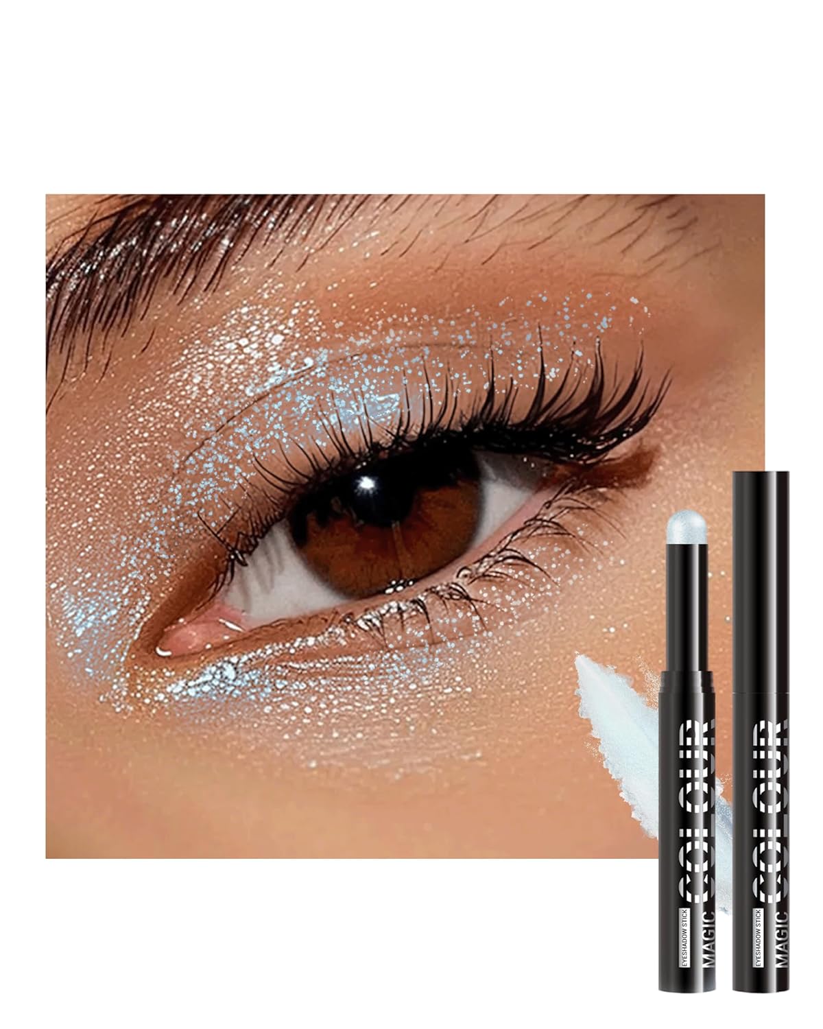 Waterproof Cream Eyeshadow Stick, Purple Shimmer Highly Pigmented Long-lasting Eye Shadow Pencil, Metallic Blendable Eyeshadow Brightener Applicator Stick, Hypoallergenic Women Eye Highlight Makeup-23