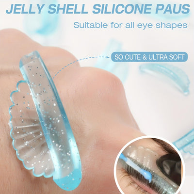 Blue 5 Pairs Eyelash Lift Pads, Self Adhesive Soft Moldable Long Lash Perm Pads, No Glue Required, Reusable Easy to Clean, Eyelash Lengths for Cluster Lash Look