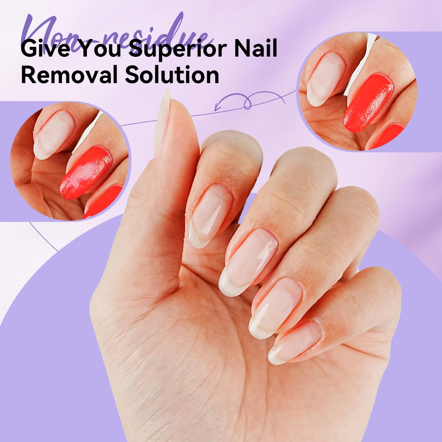 OpenLive Lavender Scent Nail Polish Remover, 180ml Non Acetone free Nail Polish Remover for Regular Nail Polish with Easy Push-down Pump, 6.08 Fl Oz