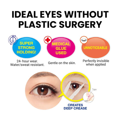 Double Eyelid Tape Lift Strips for Droopy Eyes, Waterproof Eyelid Stickers, Double Sided Adhesive, Invisible Double Eyelid Tape for Hooded Eyes, Instant Eye Lid for Eye Makeup, 120 Pc, 2EA