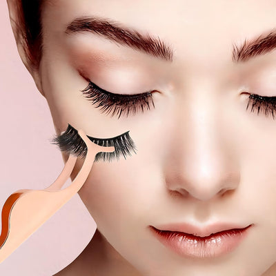 Eyelashes Applicator Tool,Lash Tweezers Stainless Steel for Wearing and Removing Eyelashes (2 PCS)