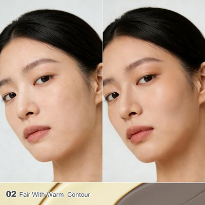 Liquid Contour & Highlighter，Under Eye Brightening，Blendable Lightweight，Face Nose Contouring Stick With Brush （02# Fair With Warm Undertones)