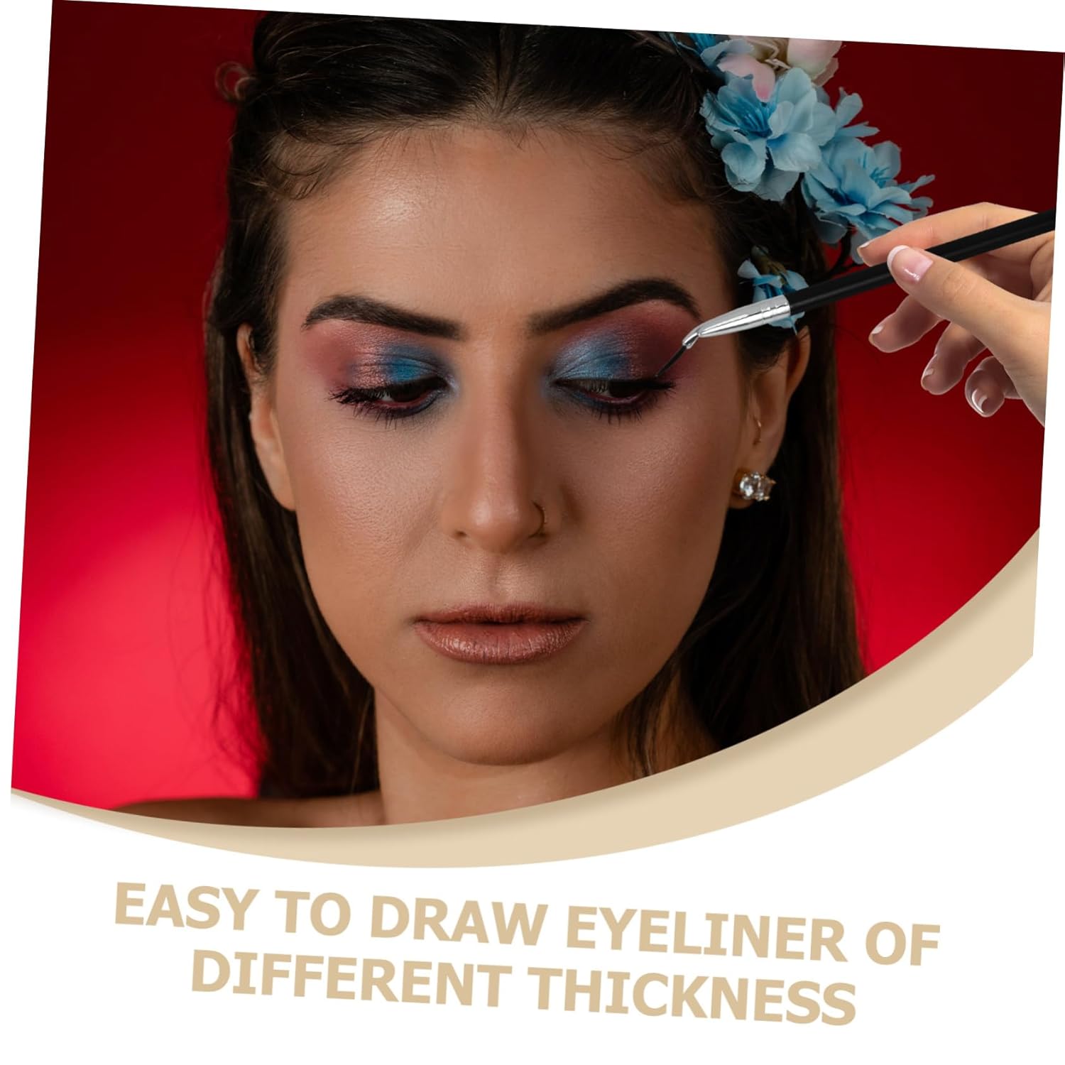 3pcs Angled Eye and Lip Liner Brush with Long Handle Precise Thin Tip for Sharp Lines Multifunctional Solid Makeup Tool for Professional Eyeliner and Lip Liner Application