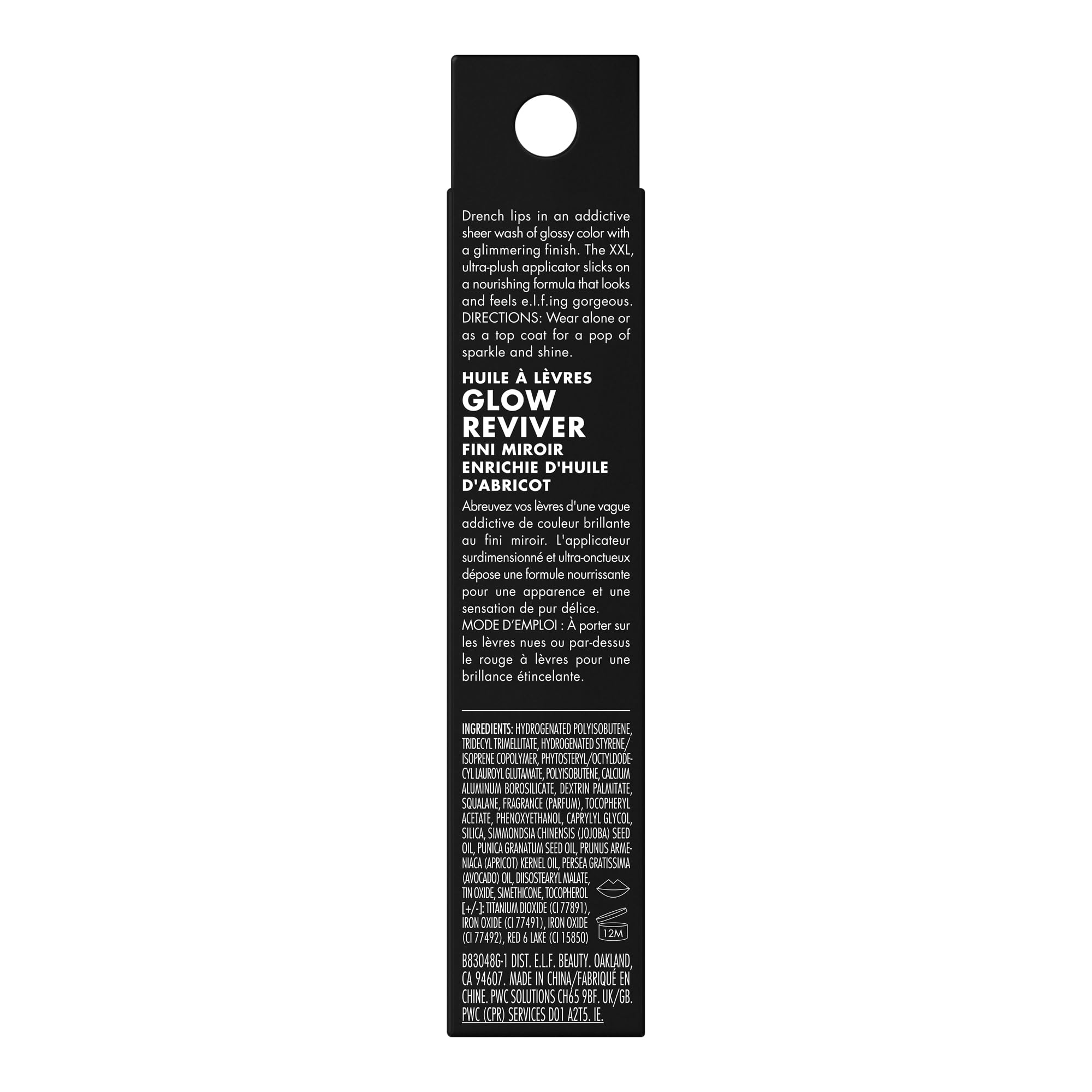e.l.f. Glow Reviver Lip Oil, Nourishing and Hydrating with High-Shine Glimmer Finish & Sheer Wash Of Color, Minty Scent, Non-Sticky, Vegan & Cruelty-free, Candy Coded