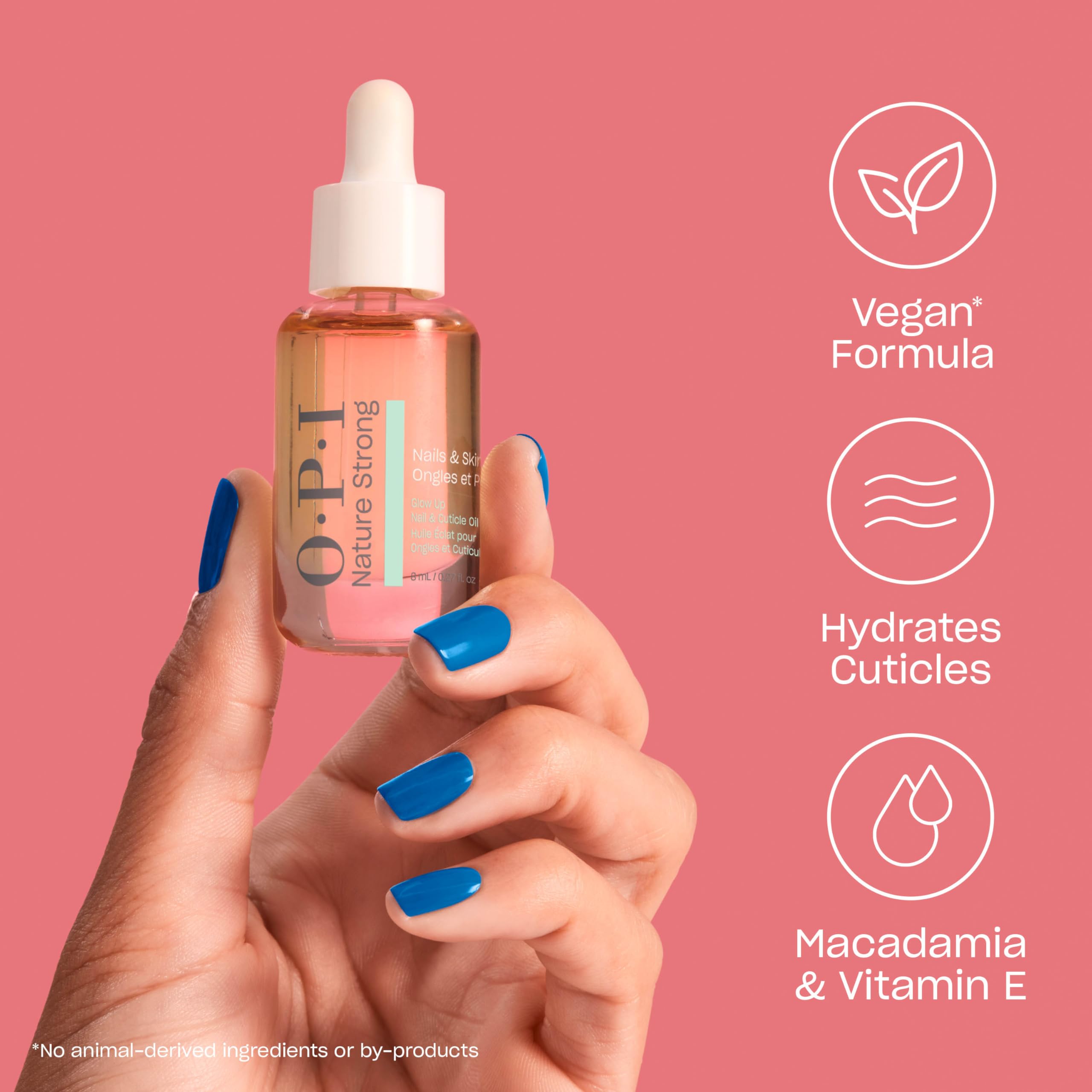 OPI Nature Strong Nails & Skin - Glow Up Nail & Cuticle Oil with Dropper | Lightweight, Nourishing Natural Oil Blend Moisturizes Dry Cuticles | Enriched with Vitamin E | 0.27 Fl Oz | 8 mL