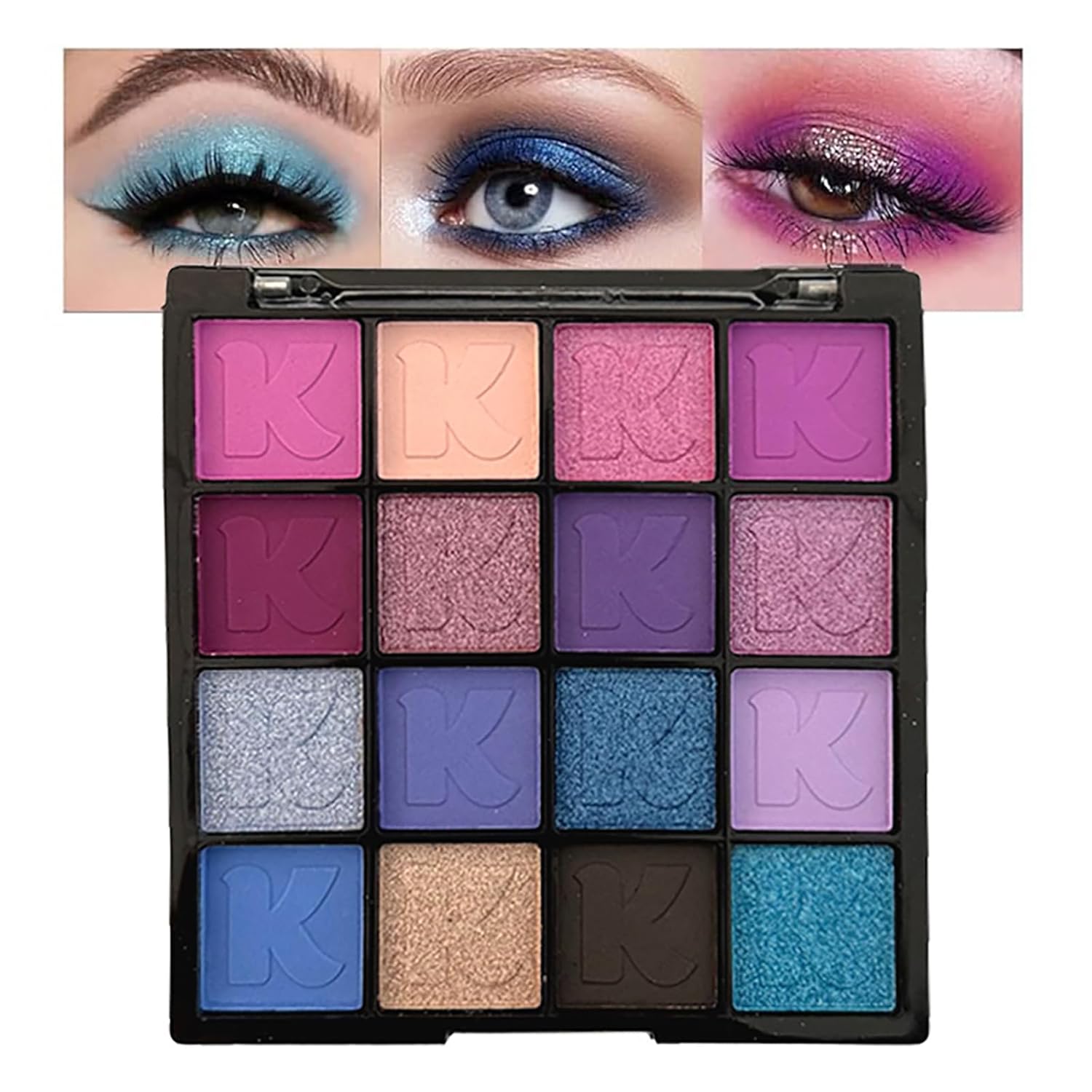 K'APEINE Red Eyeshadow Palette, Matte Glitter Metallic Eye Shadow Palette 16 Colors Pigmented Pink Eye Makeup Red Goth Eyeshade Kit for Halloween Parties, Joker Vampire Clown Makeup