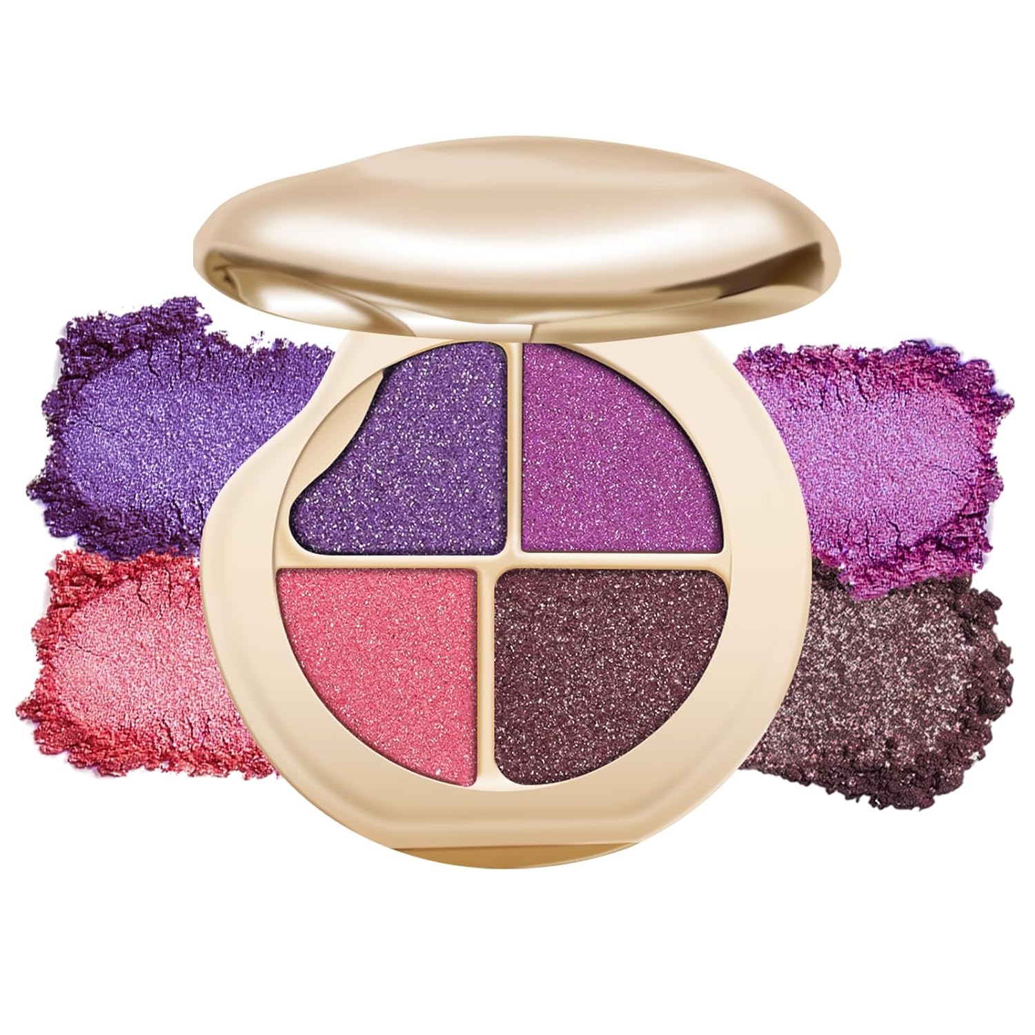 KYDA 4 Colors Eyeshadow Palette, Neutral Eyeshadow, High Pigmented Eyes and Cheeks Palette for Women, Pearl Metallic Glitter Mini Makeup, Lasting Blendable Smokey Eyes Shadow, Champagne