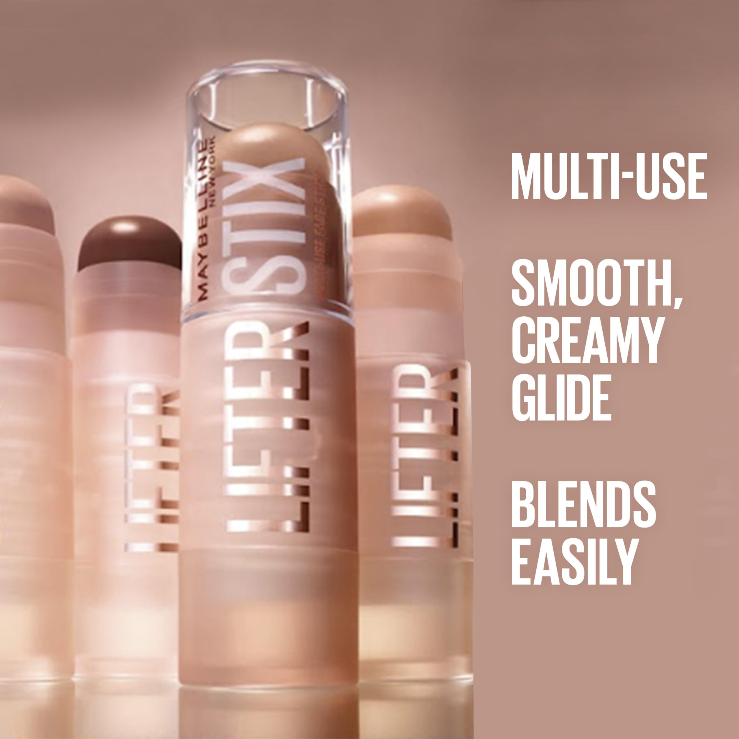 Maybelline Lifter Stix Multi-Use Face Stick - Contour, Bronzer, Concealer and Foundation Stick, All-In-One Creamy Face Makeup with Cranberry Seed Oil, 15, 1 Count