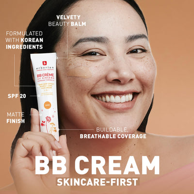 Erborian BB Cream with Ginseng, Caramel - Lightweight Buildable Coverage with SPF & Ultra-Soft Matte Finish Minimizes Pores & Imperfections - Korean Face Skincare - 1.5 Oz