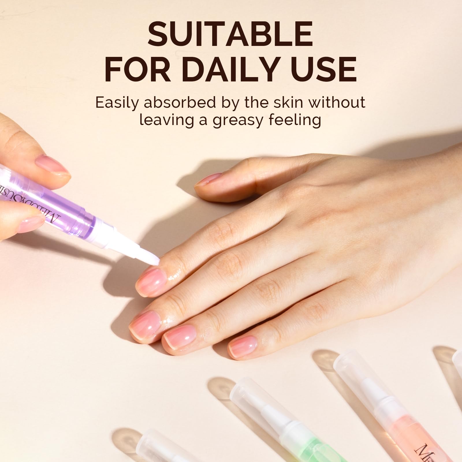 MelodySusie 6Pcs Cuticle Oil Pen Set,Nail Moisturizing Cuticle Oil Enriched with Vitamin E,Softens and Repairs Cuticles,Nail Strengthener,Protects Damaged Skin,Thin Nails,for Home and Salon Use