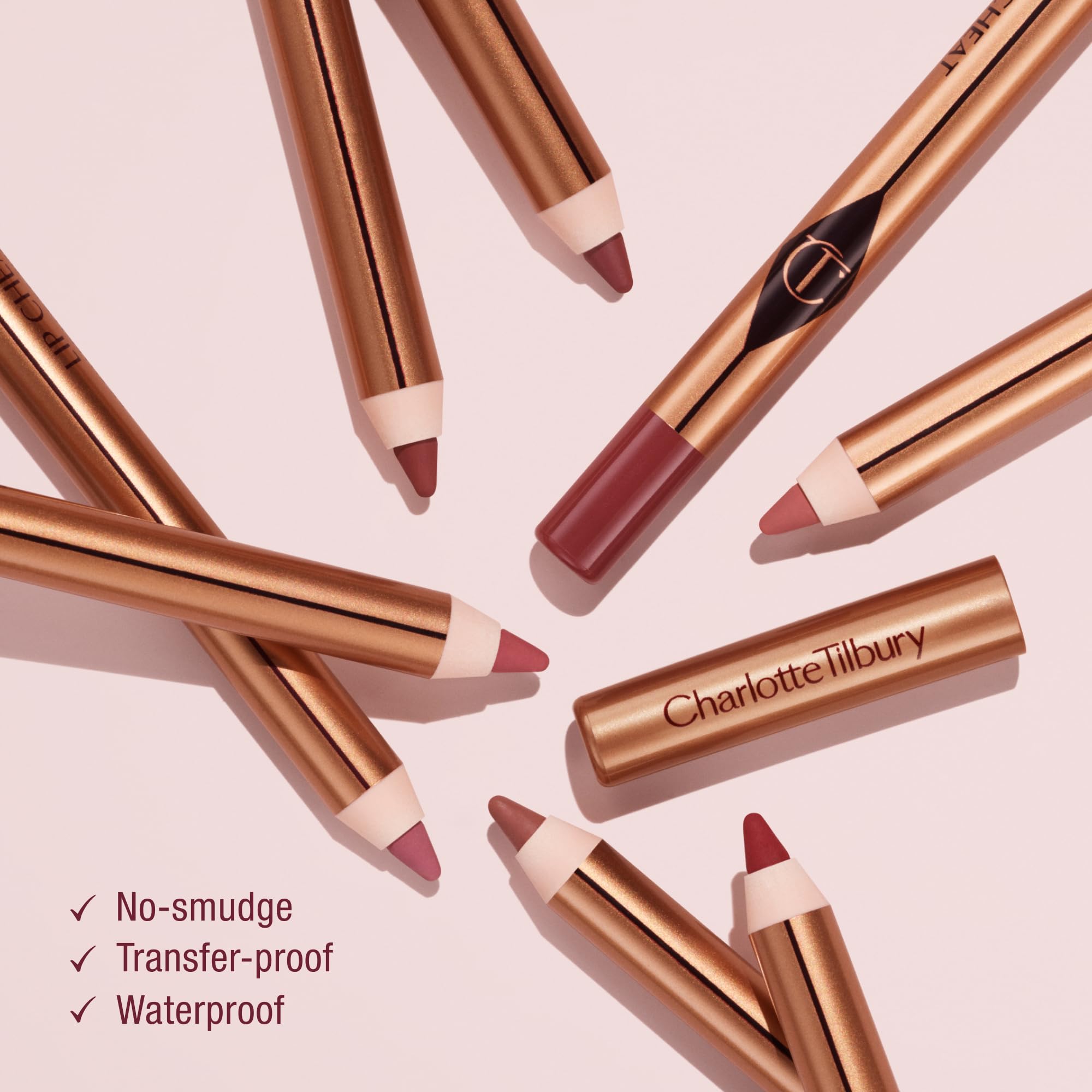 Charlotte Tilbury Lip Cheat Lip Liner Pencil - Gives Lips a Fuller-Looking, Defined Pout - Enriched with Jojoba Oil & Hyaluronic Acid - Waterproof, Smudge-Proof & Transfer-Proof - Pillow Talk Medium