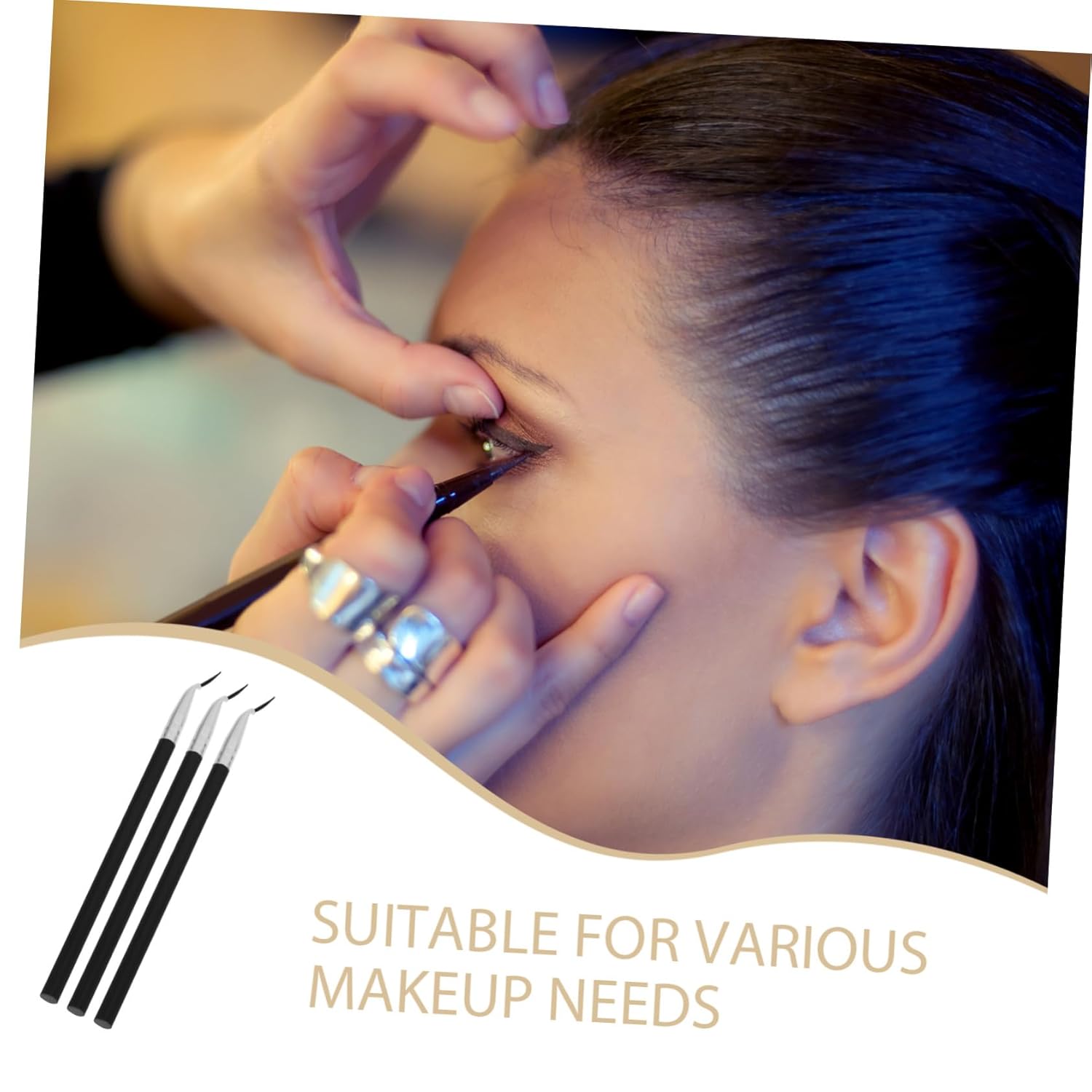 3pcs Angled Eye and Lip Liner Brush with Long Handle Precise Thin Tip for Sharp Lines Multifunctional Solid Makeup Tool for Professional Eyeliner and Lip Liner Application