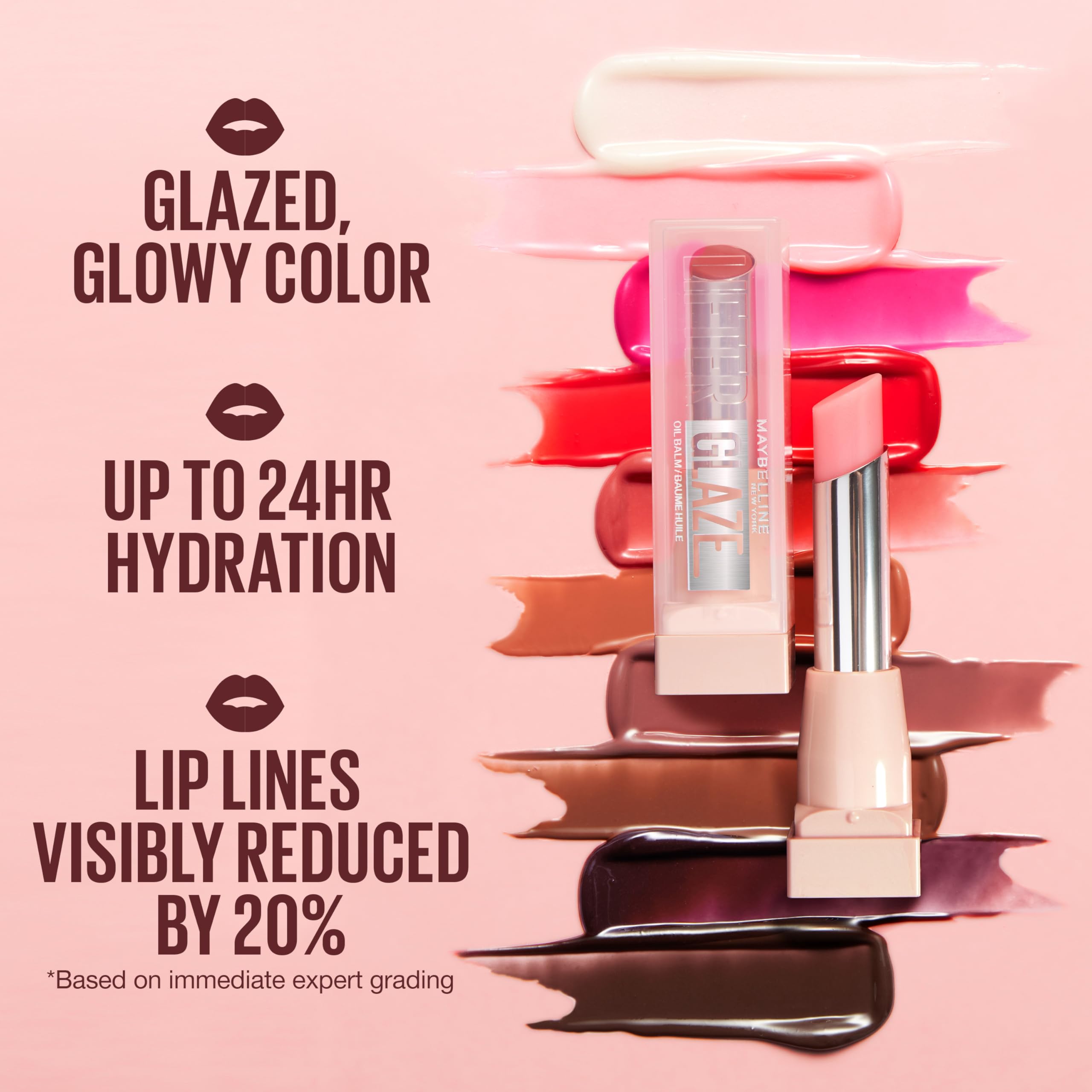 MAYBELLINE Lifter Glaze Oil Balm with Hyaluronic Acid and Hydrating Oil Blend, Lip Balm with 24HRs of Smooth, Moisturizing Shine, Peach Quench (Sheer Peach Nude)