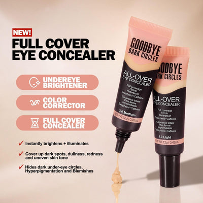 Full Coverage Under Eye Concealer, Brightening Color Corrector for Dark Circles, Long-Lasting & Waterproof Liquid Concealer for Mature Skin, 0.42 fl oz (02 Light Nude)