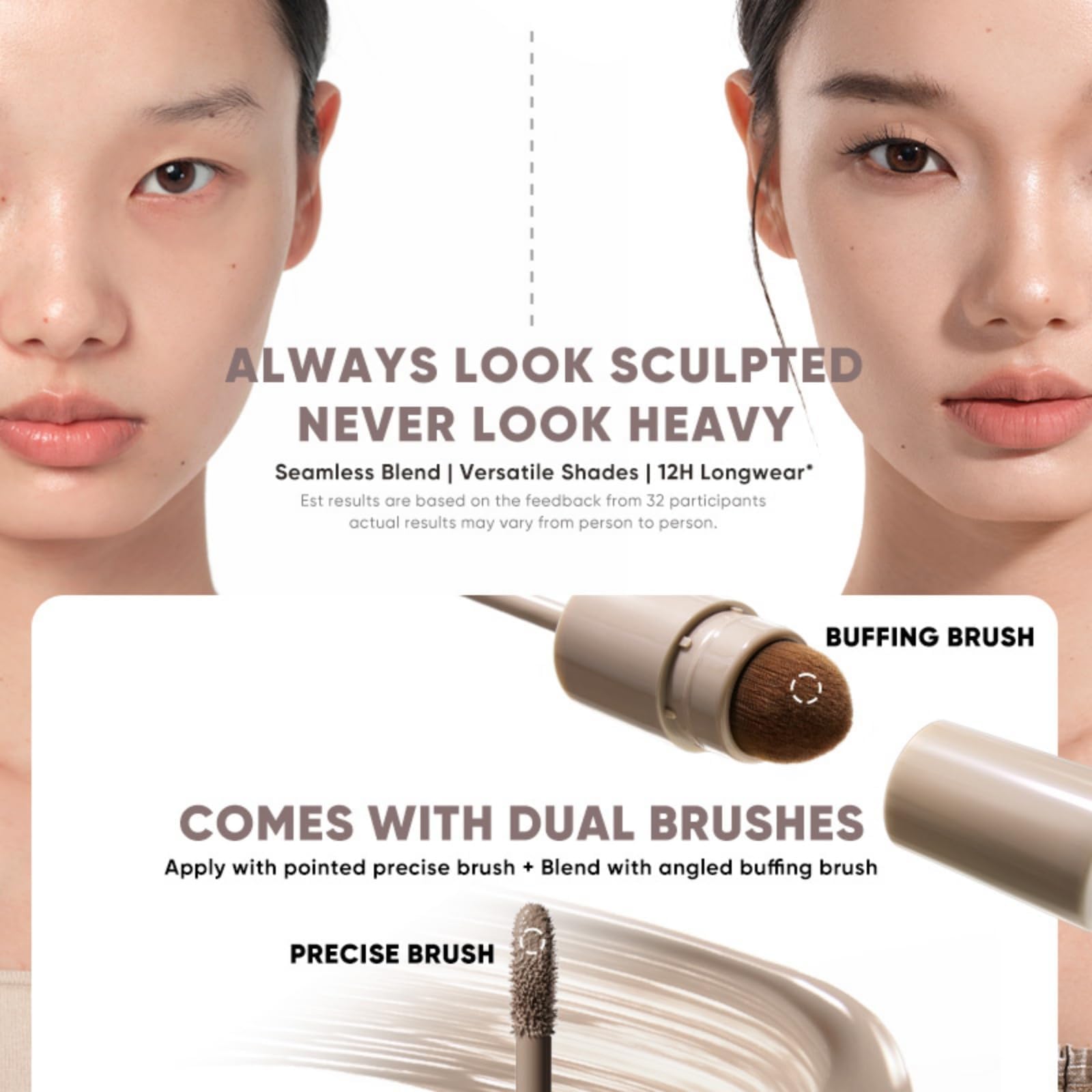 JUDYDOLL Liquid Contour & Highlighter,Face Sculpting Liquid Highlighter & Contour With Brush, Anti-Smudge & Brightening, Long-Lasting,For Cool Undertone (01 Fair Rose)