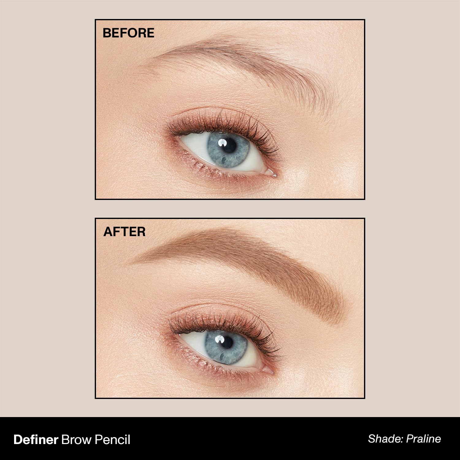 Morphe Definer Dual-Ended Brow Pencil & Spoolie - Eyebrow Pencil with Precision Slanted Tip for Shaping, Defining & Filling - Smooth, No-Tug Formula - Praline (0.003 oz)