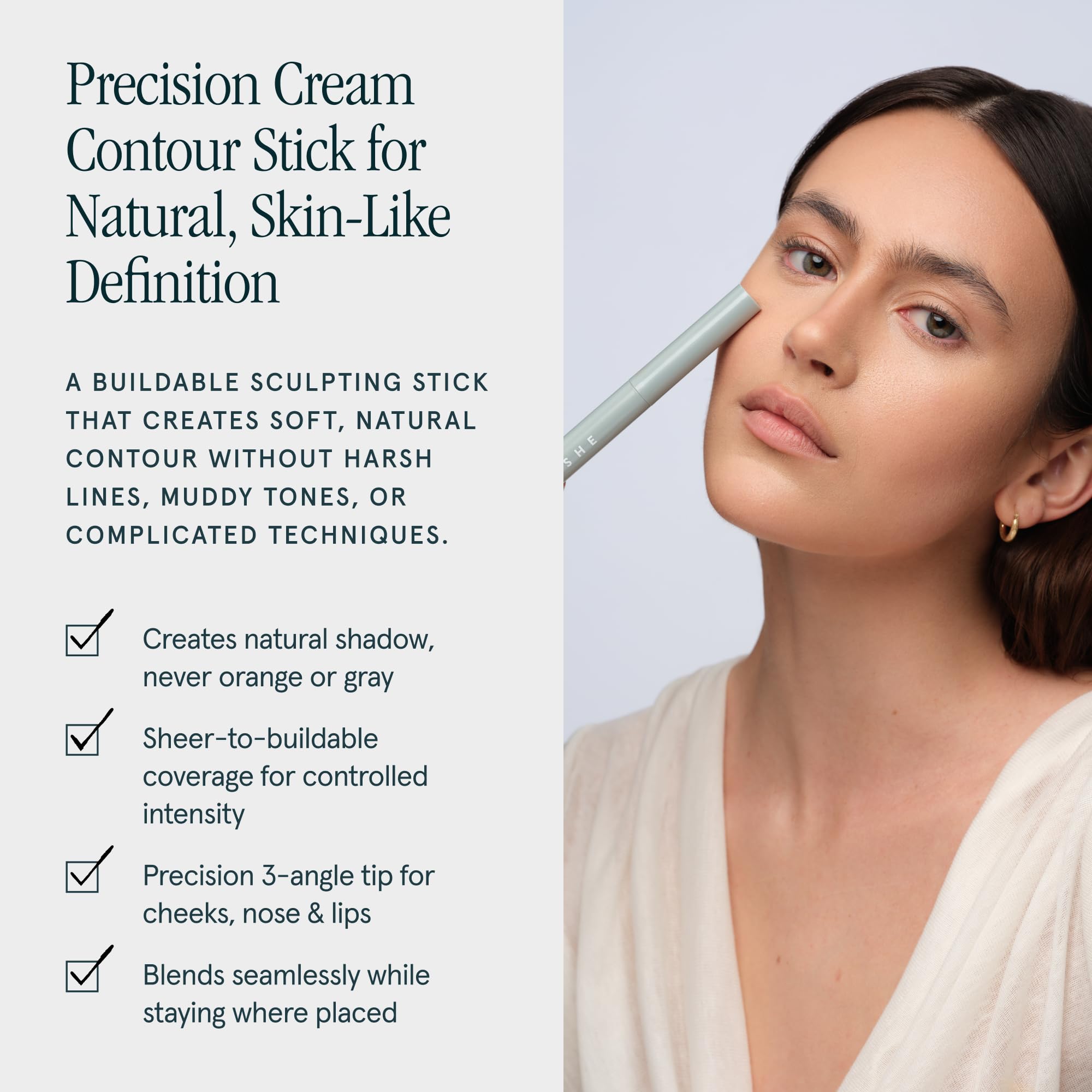 SOSHE Precision Sculpting Stick Cream Contour Stick- Satin Finish Contour Makeup- Three-Angle Tip for Cheek, Jaw and Nose, Multi Use - Blendable - Vegan - Refillable - (Linen - Light)