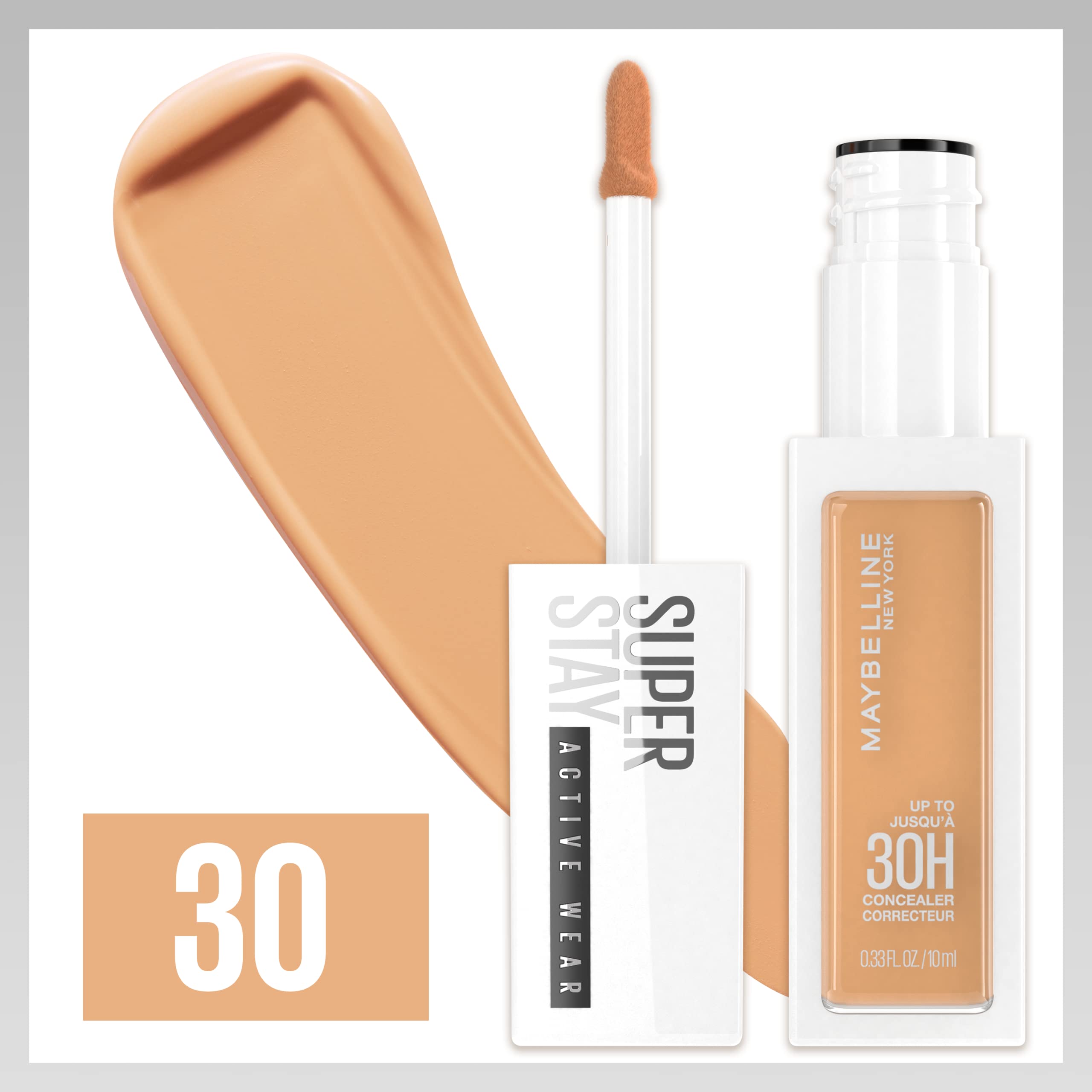 Maybelline Super Stay Liquid Concealer Makeup, Full Coverage Concealer, Up to 30 Hour Wear, Transfer Resistant, Natural Matte Finish, Oil-free, Available in 16 Shades, 30, 1 Count