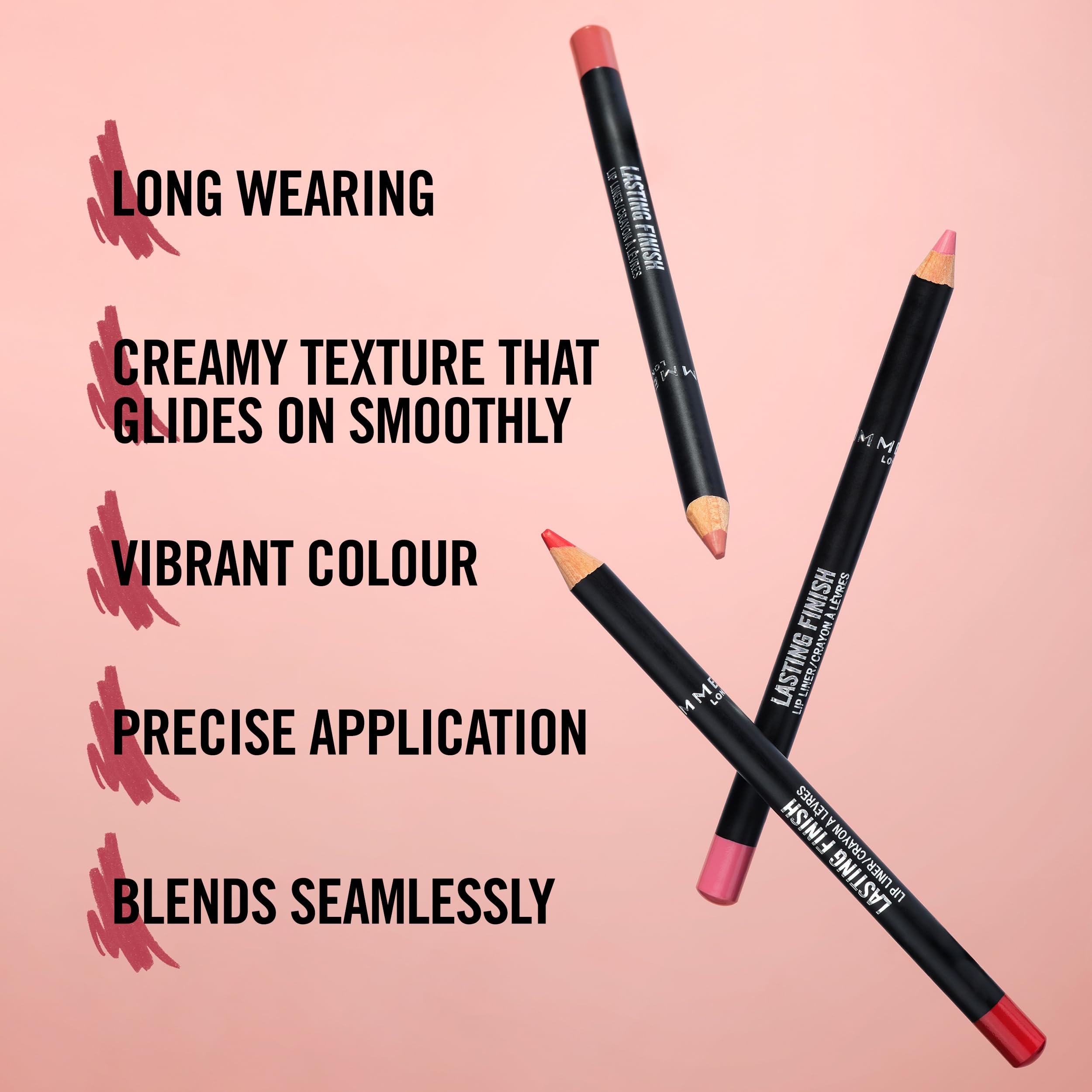 Rimmel Lasting Finish 8HR Soft Lip Liner Pencil - Vibrant, Blendable Formula to Lock Lipstick in Place for 8 Hours - 505 Red Dynamite, .04oz