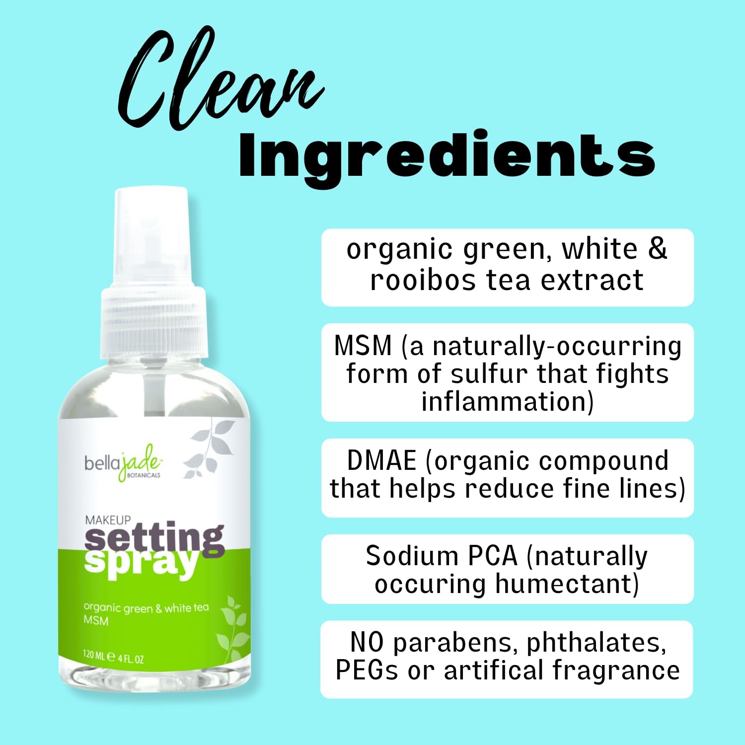 Makeup Setting Spray for Face - Long Lasting Mist: Hydrating Dewey Finishing + Organic Green Tea & MSM - All Skin Types - Large 4 oz Bottle