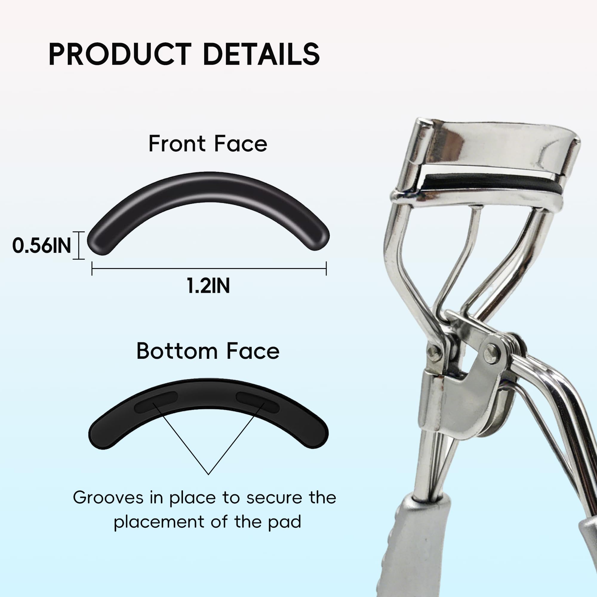 36Pack Eyelash Curler Refill Pads,Compatible with Shiseido and Most Standard Eyelash Curlers,Soft Silicone Gentle on Lashes,Trim-to-Fit Design,Easy to Replace,Curler Replacement Cushions,Black