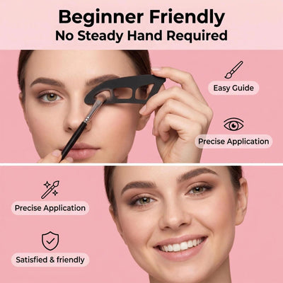 2PC Reusable Eyeshadow Stencil Set for Beginners - 5 in 1 Silicone Eye Makeup Tool for Perfect Symmetry - Multifunction Eyeliner Eyebrow Lip Contour Aid for Women Daily and Evening Looks