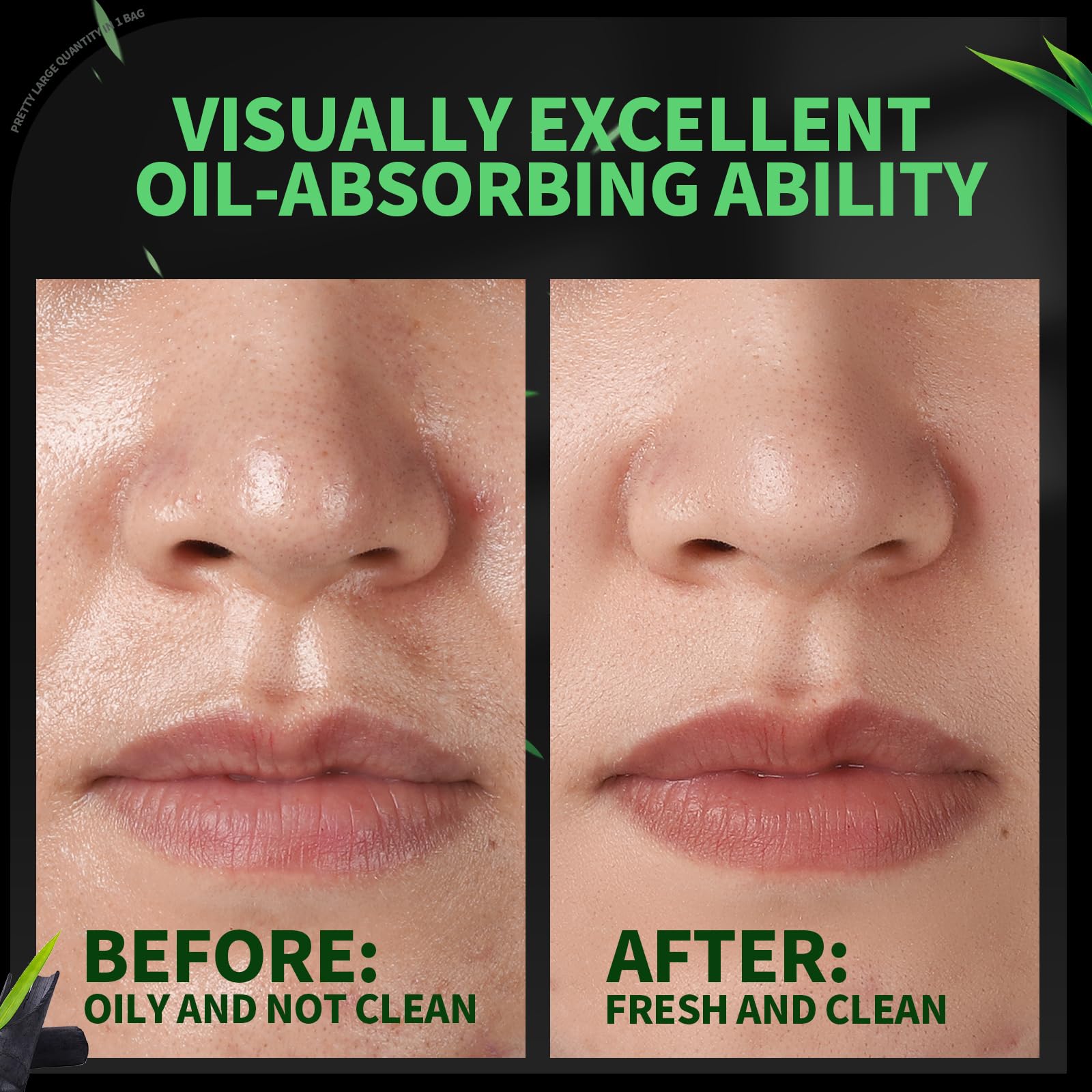 Gootaimi Blotting Paper for Oily Skin, Natural Bamboo Charcoal Blotting Paper, Oil Blotting Sheets for Face, 100 * 70MM Large Oil Absorbing Sheets Makeup Face Tissues, 200 Counts
