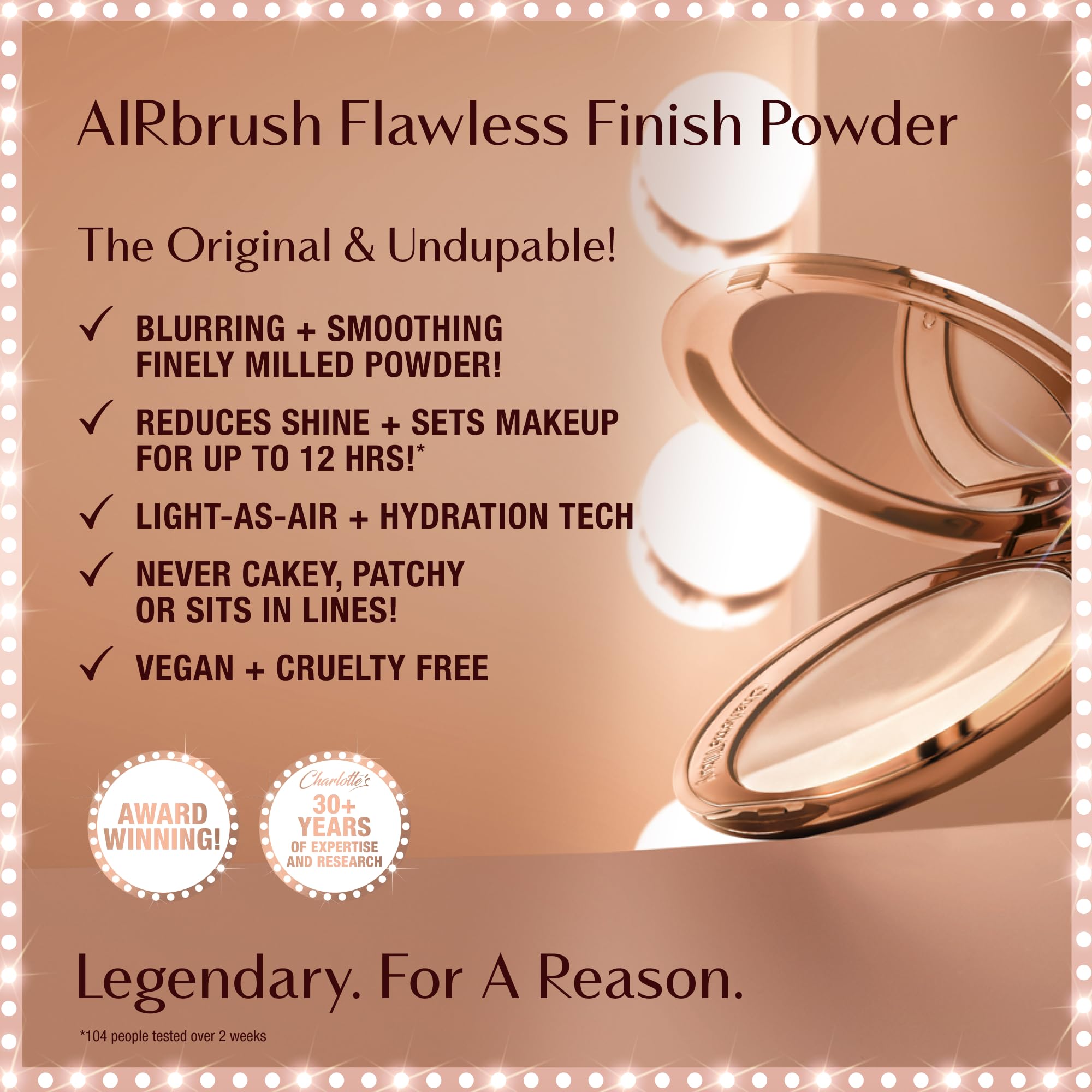 Charlotte Tilbury Airbrush Flawless Finish Setting Powder - Pore-Blurring Pressed Powder for Face Makeup to Minimize Shine with a Soft-Focus Finish - 2 Medium
