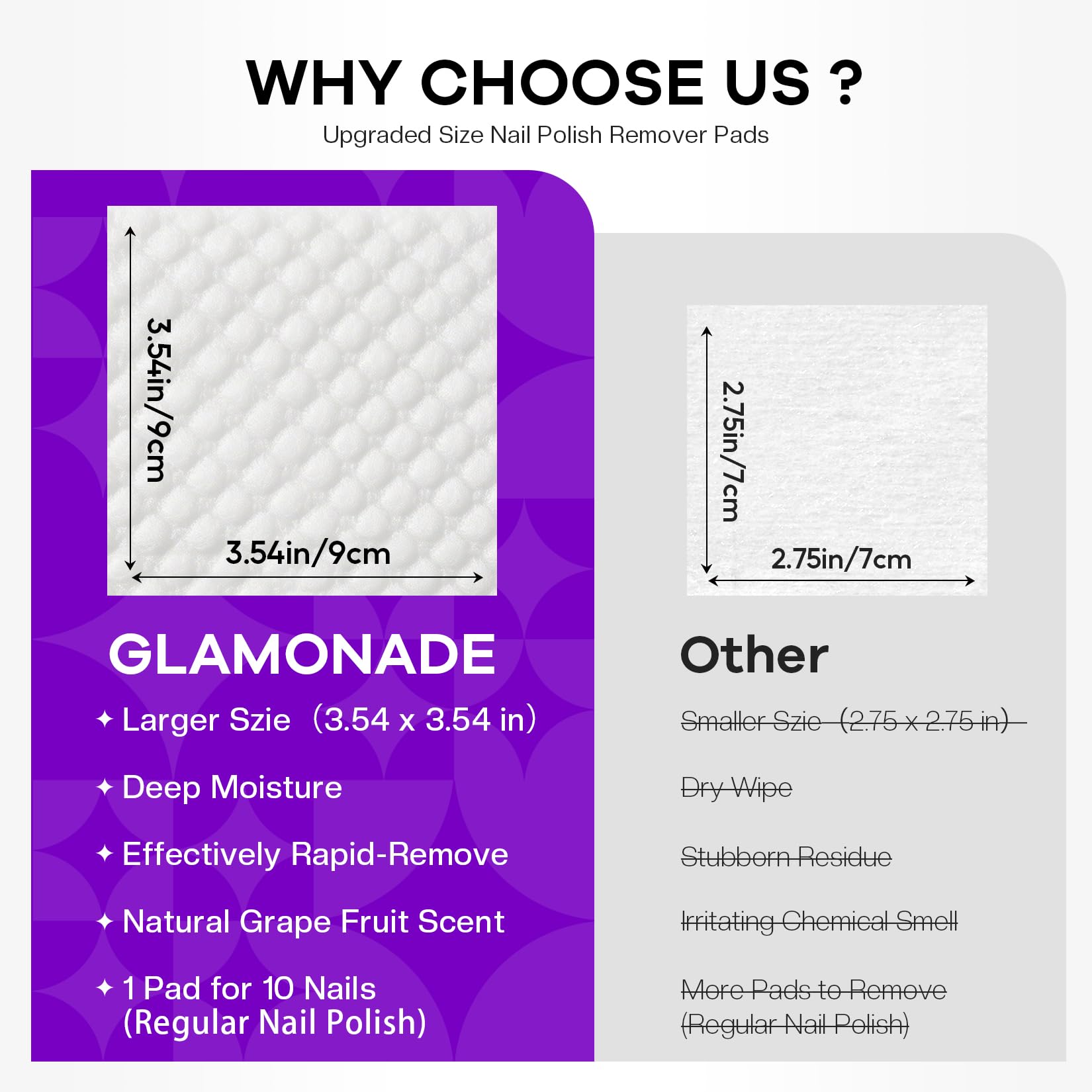 Glamonade Nail Polish Remover Pads: Acetone Gel Nail Polish Remover Wipes 50 PCS Professional Individually Wrapped Wet Wipes Rapidly Remove Gel/Fingernail Polish Travel Kit for Home & Salon Supplies
