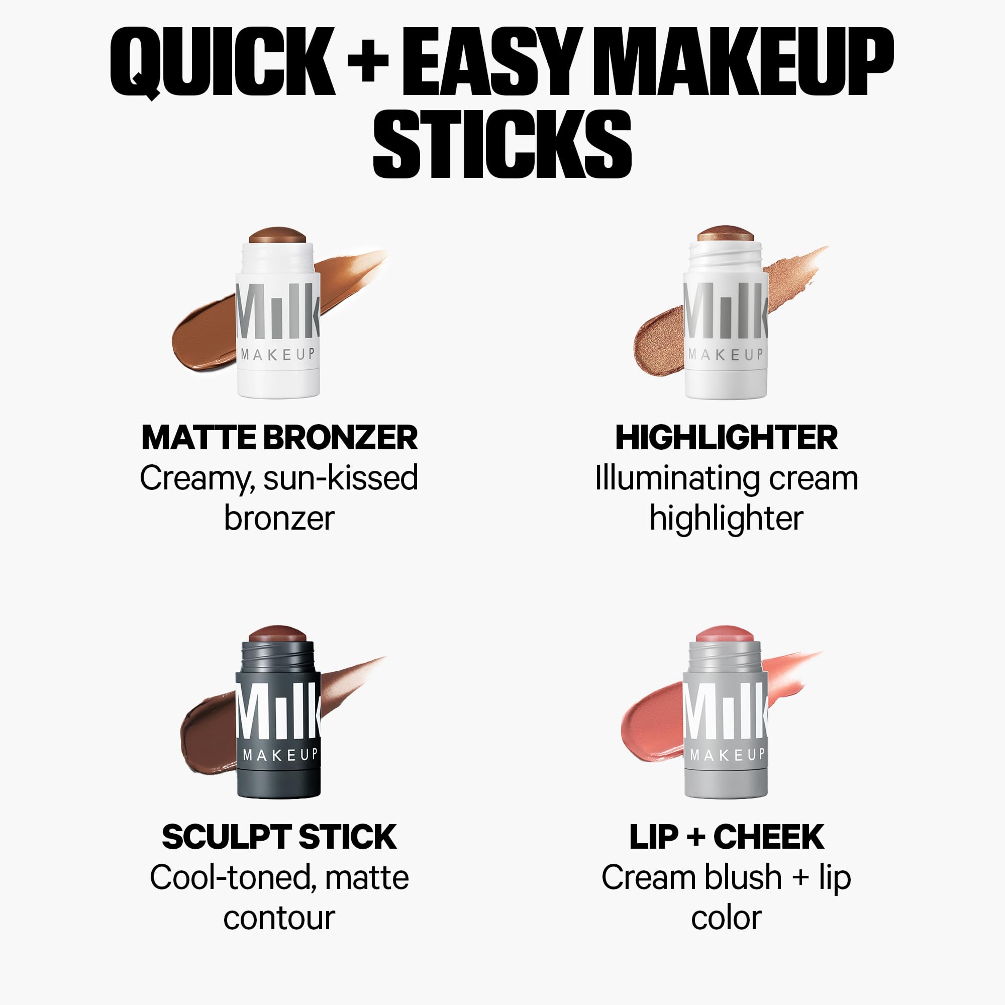 Milk Makeup Sculpt Stick – Cool-Toned Cream Contour Stick Adds Depth, Dimension + Shape for Natural-Looking Shadows – Hydrating, Buildable Formula w/Thyme Extract – Toasted (Fair to Light), 0.19 oz