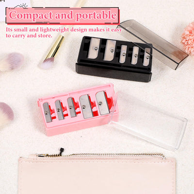 2 Pack 5 Hole Cosmetic Long Point Pencil Sharpener Eye Pencil Sharpener Makeup Eyeliner Pencils Sharpeners with Plastic Lid Cosmetic Manual Tools for Eyeliner Eyebrow Lip Liner Pencils(Black, Pink)