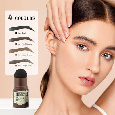Eyebrow Stamp & Hairline Powder, 2-IN-1 Reusable Stencils Fiber Powder Stick for Thin Brows and Edges, Eyebrow Stamp Vegan Smudge Proof Formula, Eyebrow Kit Beginner Friendly #gray brown