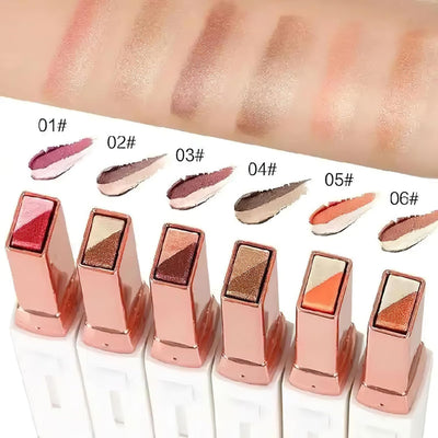 6 Color Eyeshadow Stick Set, Portable Two Tone Eyeshadow Gradient Stick Glitter Gradient Eye shadow Waterproof Eye shadow Pen for Eye Make Up Tool (3 PCS) (BROWN)