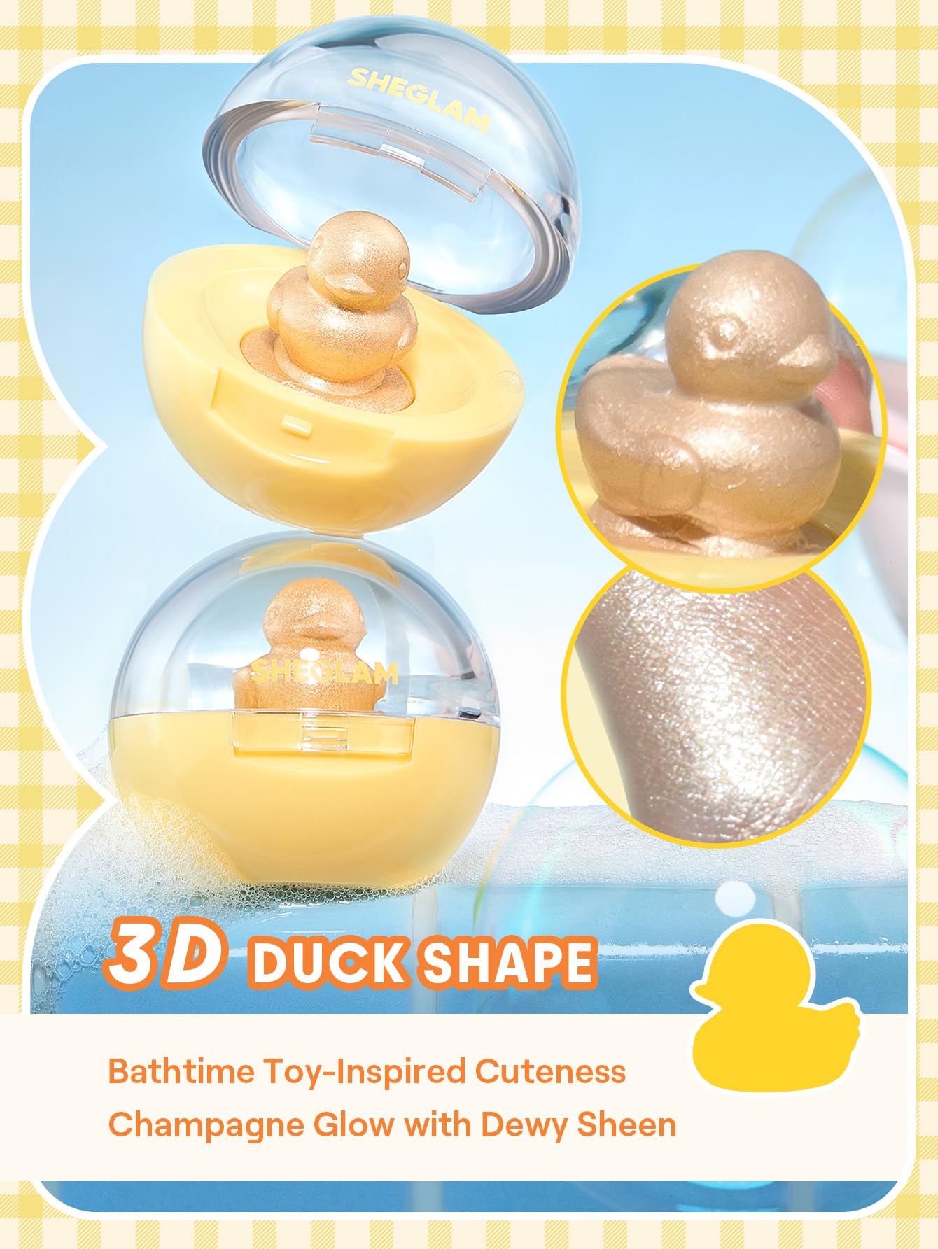 SHEGLAM Lucky Duck 3D Highlighter High Glossy Narutal Glow Finish Long Lasting Highlighter Makeup