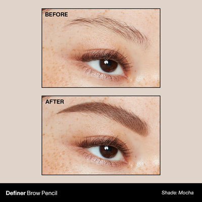 Morphe Definer Dual-Ended Brow Pencil & Spoolie - Eyebrow Pencil with Precision Slanted Tip for Shaping, Defining & Filling - Smooth, No-Tug Formula - Mocha (0.003 oz)